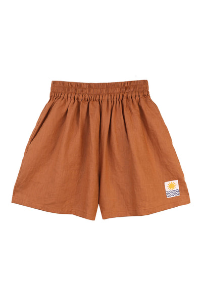 Linen Cotton Cargo Shorts - Roasted Chestnut