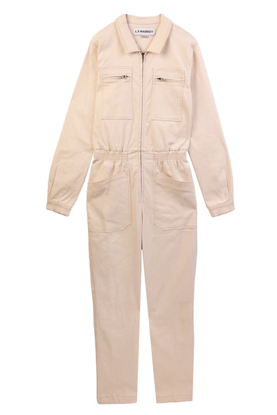 Danny Stretch Drill Boilersuit Ivory