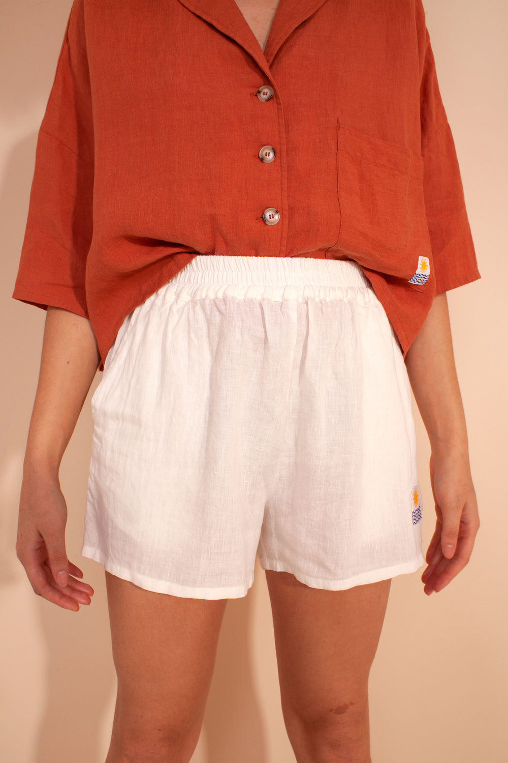 Basic Linen Shorts Ivory